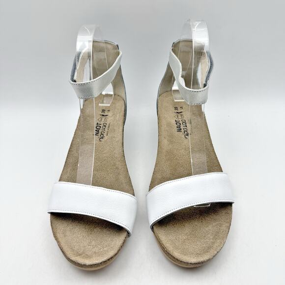 NAOT Womens Pixie Sandal EU 39 US 8 White Silver Leather EUC - Picture 6 of 15